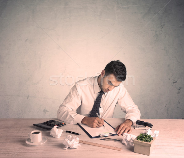 ビジネスマン 作業 小さな 事務員 座って ストックフォト © ra2studio