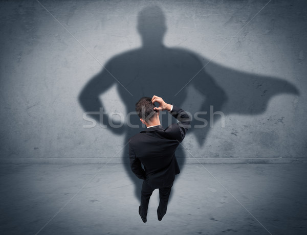 Sikeres üzletember szuperhős árnyék fiatal elegáns Stock fotó © ra2studio