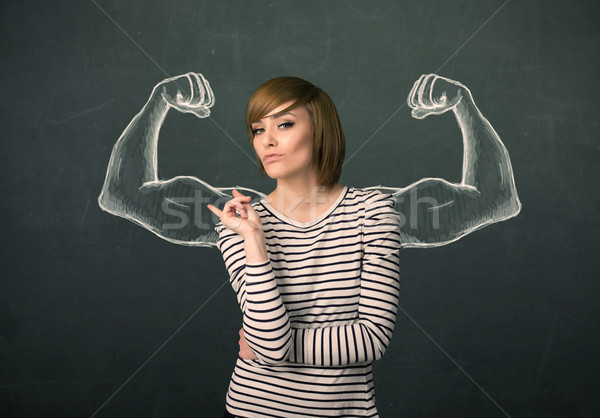 женщину сильный оружия довольно стороны Сток-фото © ra2studio