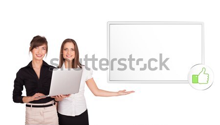 Junge Frauen modernen Kopie Raum isoliert weiß Stock foto © ra2studio