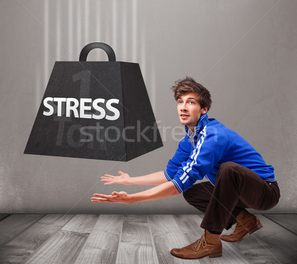 Knap jongen een stress gewicht Stockfoto © ra2studio