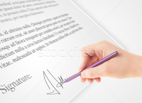 Hand schriftlich persönlichen Unterzeichnung Papier Form Stock foto © ra2studio