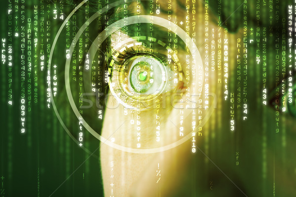 Modern cyber soldier with target matrix eye Stock photo © ra2studio