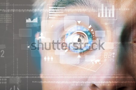 Avenir femme technologie oeil panneau ordinateur [[stock_photo]] © ra2studio