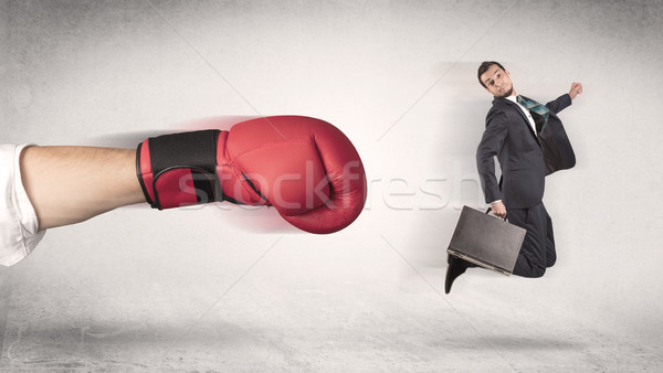 Foto d'archivio: Imprenditore · enorme · boxing · mano · lavoro · guantoni · da · boxe