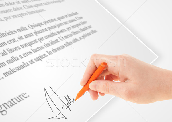 Hand schrijven persoonlijke handtekening papier vorm Stockfoto © ra2studio