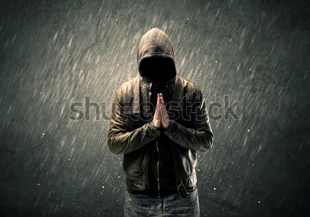 Stock photo: Spooky faceless guy standing in hoodie