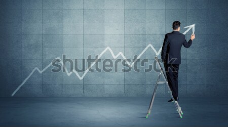 Man drawing line from ladder Stock photo © ra2studio