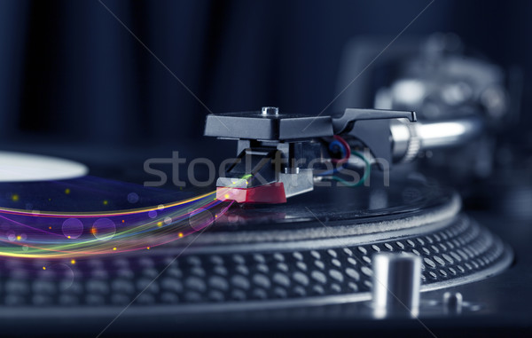 Foto stock: Plato · jugando · vinilo · resumen · líneas