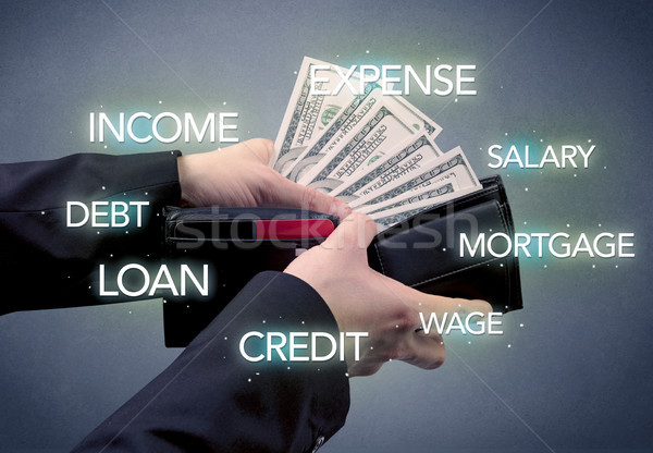 Businessman hand takes out money from wallet Stock photo © ra2studio
