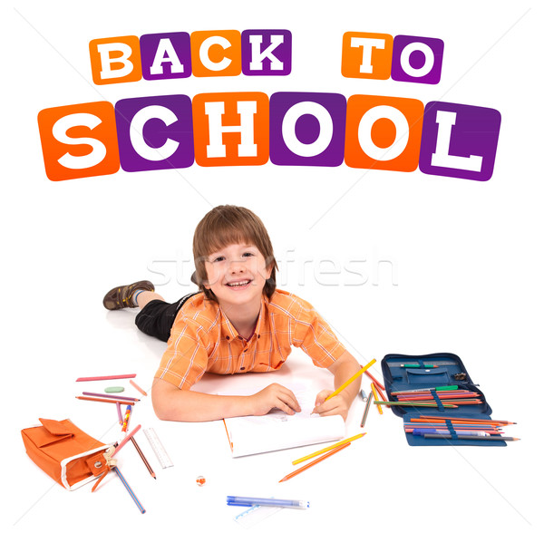 Stock photo: boy posing for back to school theme