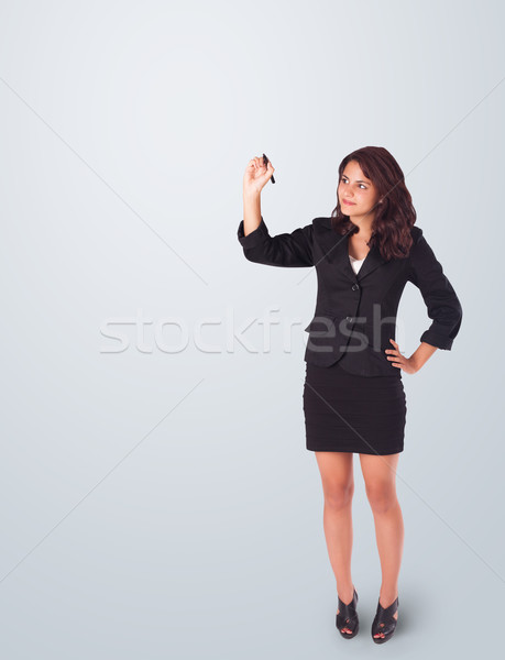 [[stock_photo]]: Jeune · femme · dessin · belle · bureau · femmes