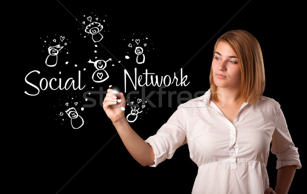 [[stock_photo]]: Femme · réseau · social · jeune · femme · internet · réunion