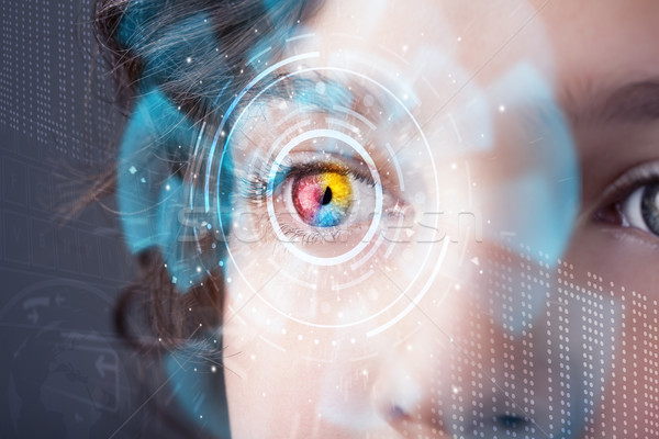 Avenir femme technologie oeil panneau ordinateur [[stock_photo]] © ra2studio