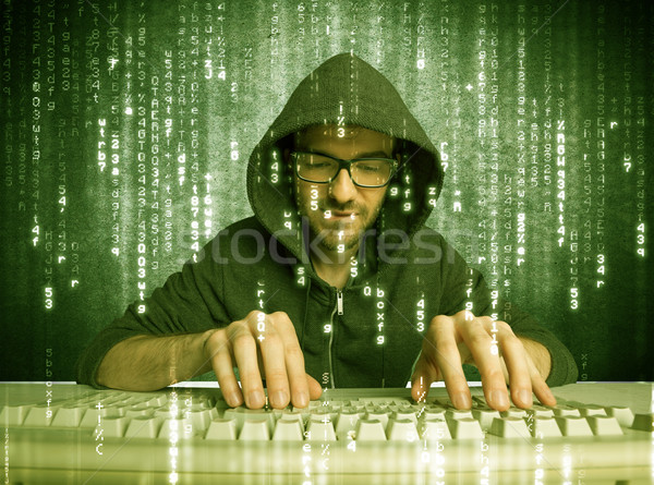 Online hacking vooruitgang begaafd hacker database Stockfoto © ra2studio