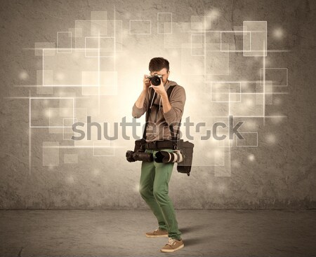Stockfoto: Mannelijke · professionele · hobby · fotograaf · camera