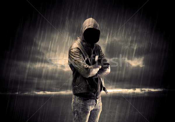 Anoniem terrorist nacht dief onherkenbaar permanente Stockfoto © ra2studio