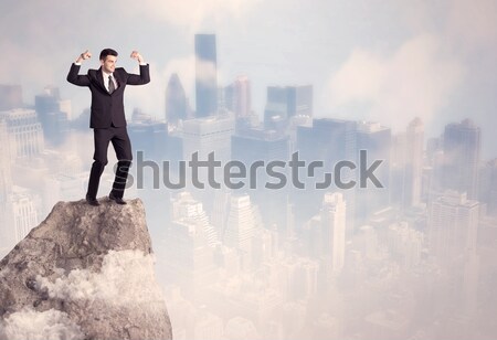 Winner urban businessman on top of stone  Stock photo © ra2studio