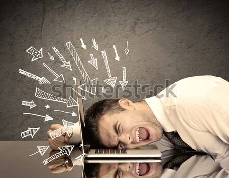 Arrows pointing at sad office worker Stock photo © ra2studio