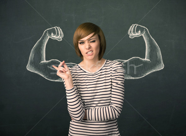 Vrouw sterke armen mooie jonge vrouw hand Stockfoto © ra2studio