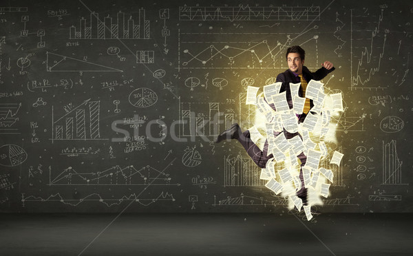 Guapo empresario saltar papel documento nube Foto stock © ra2studio