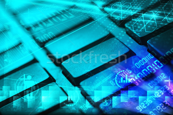 Keyboard with glowing programming codes Stock photo © ra2studio