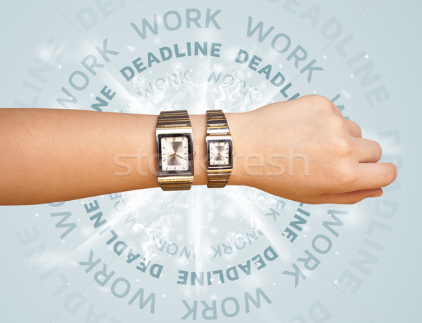 Relojes trabajo fecha tope escrito reunión empresario Foto stock © ra2studio