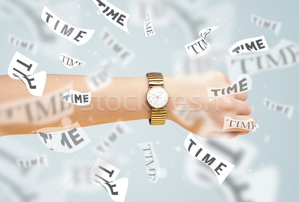 Foto stock: Reloj · ver · tiempo · vuelo · lejos · papel