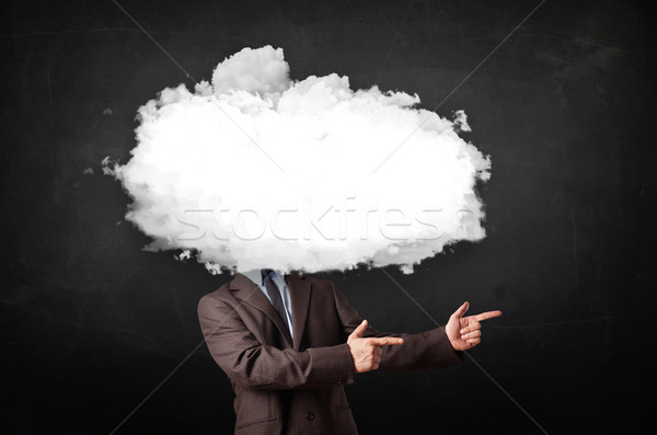 Geschäftsmann weiß Wolke Kopf schmutzig Computer Stock foto © ra2studio