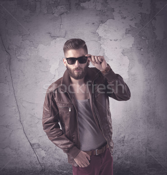 Gut aussehend Hipster Mode Kleidung funny Jahrgang Stock foto © ra2studio