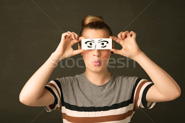 Dom jongeling naar oog papier Stockfoto © ra2studio