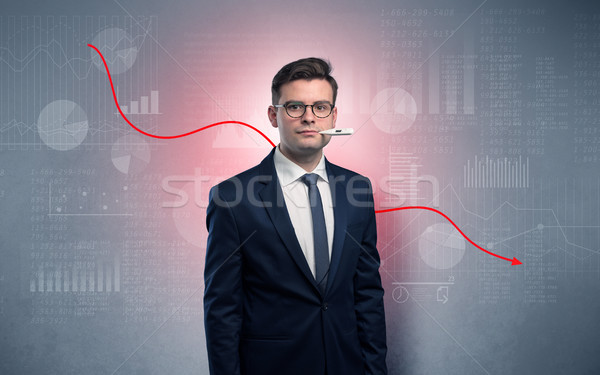 Sick businessman with decreasing performance concept Stock photo © ra2studio