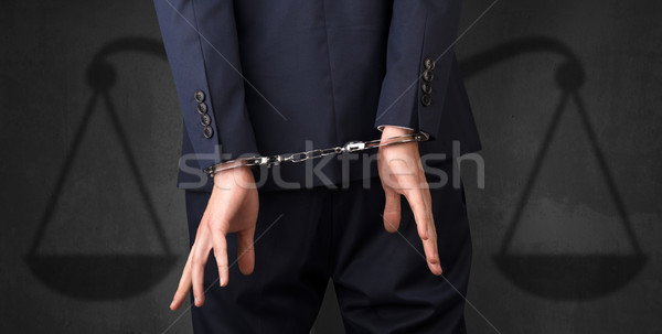 Letartóztatva férfi egyensúly üzletember bilincs kezek Stock fotó © ra2studio