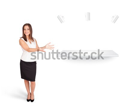 Beutiful young woman presenting modern copy space Stock photo © ra2studio