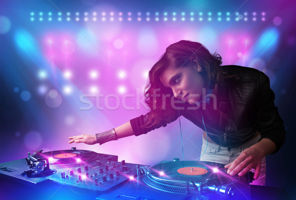 Joli jeunes disc-jockey musique platines stade [[stock_photo]] © ra2studio