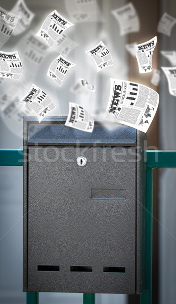 Post box with daily newspapers flying Stock photo © ra2studio