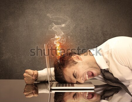 Triste negocios personas cabeza fuego frustrado Foto stock © ra2studio