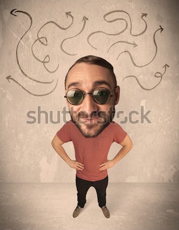 Big head person with arrows Stock photo © ra2studio