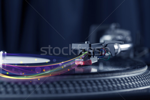 [[stock_photo]]: Turntable · jouer · vinyle · résumé · lignes