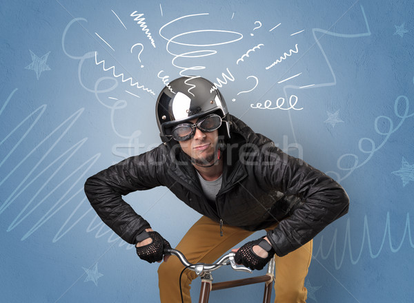 Crazy rider on the bike Stock photo © ra2studio