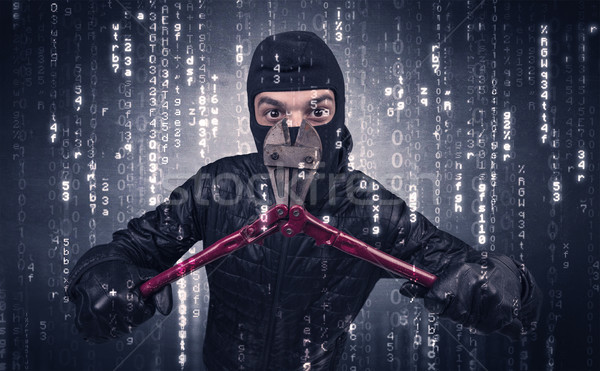 Burglar in action with encoded concept. Stock photo © ra2studio
