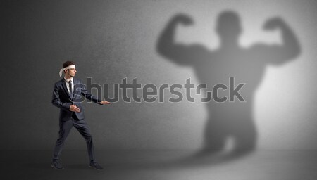 Biznesmen silne bohater cień stałego czerwony Zdjęcia stock © ra2studio