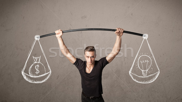 Gespierd man evenwichtige sterke gymnasium oefening Stockfoto © ra2studio