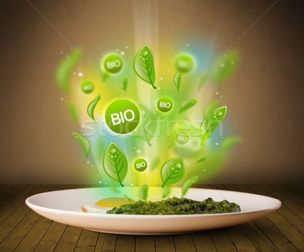 Saine bio vert plaque alimentaire [[stock_photo]] © ra2studio