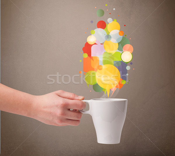 Tea cup with colorful speech bubbles Stock photo © ra2studio