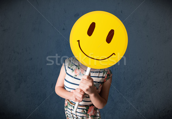 Foto stock: Cara · sonriente · emoticon · jóvenes · dama