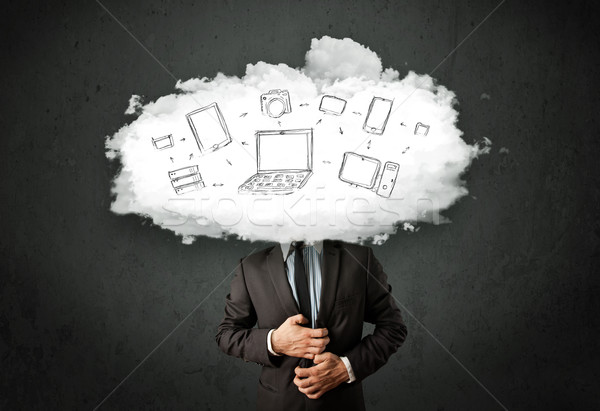 Stockfoto: Professionele · zakenman · cloud-netwerk · hoofd · internet · technologie