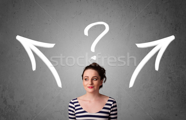 Stock photo: Young woman taking a decision