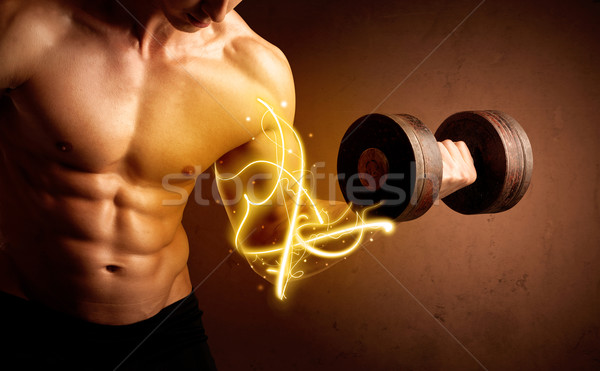 Cuerpo musculoso constructor peso energía luces Foto stock © ra2studio