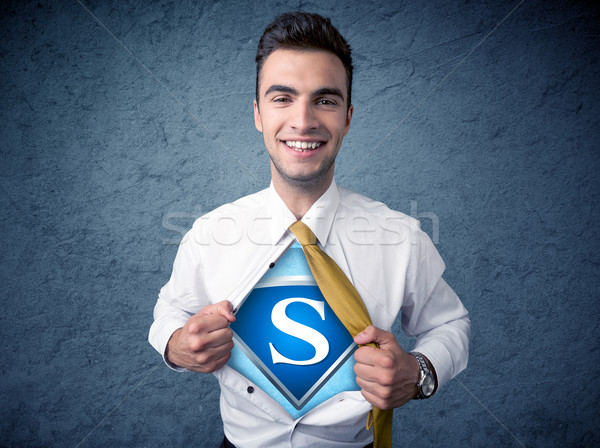 Businessman ripping off his shirt with superhero sign  Stock photo © ra2studio